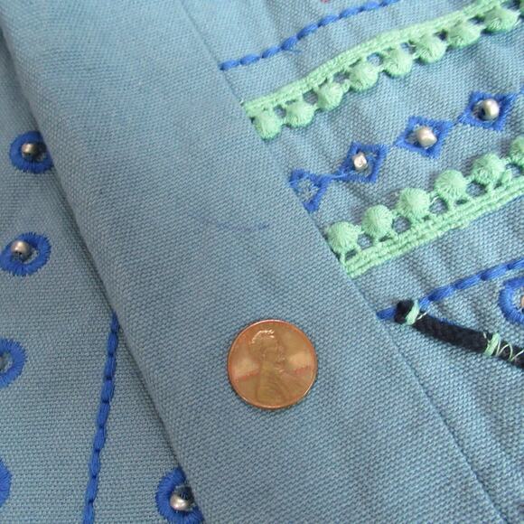 Vintage Simply Styled Sears Jacket Womens Large Blue Textured Hipster Retro Boho - Picture 6 of 10